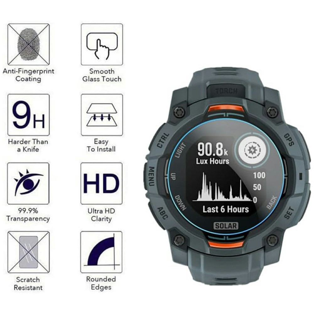  Garmin Instinct 3 45 mm 3-PACK Skärmskydd Härdat Glas - Teknikhallen.se