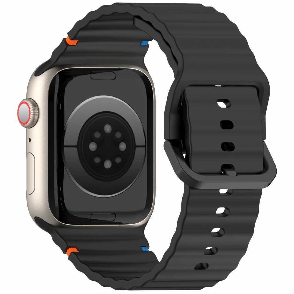  Apple Watch 42/44/45/46/49 mm Armband Silikon Wave Svart - Teknikhallen.se
