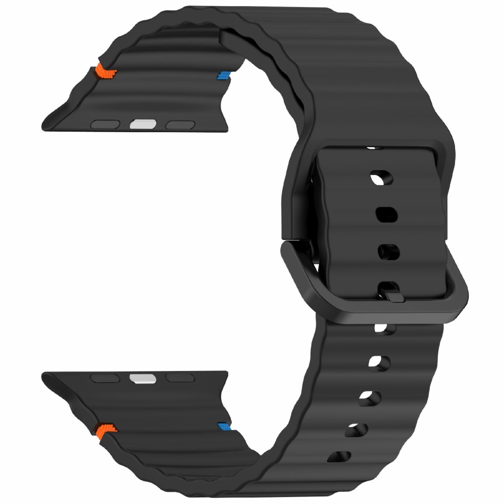  Apple Watch 42/44/45/46/49 mm Armband Silikon Wave Svart - Teknikhallen.se