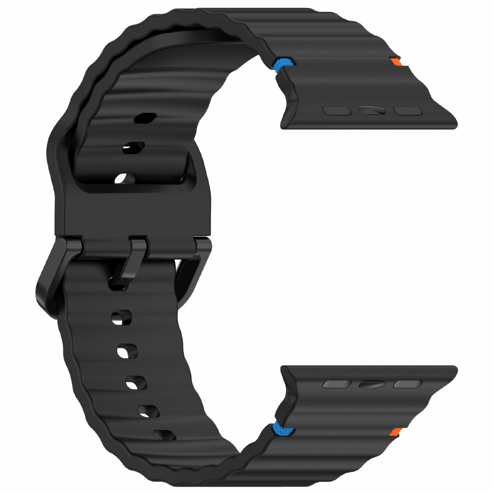  Apple Watch 42/44/45/46/49 mm Armband Silikon Wave Svart - Teknikhallen.se