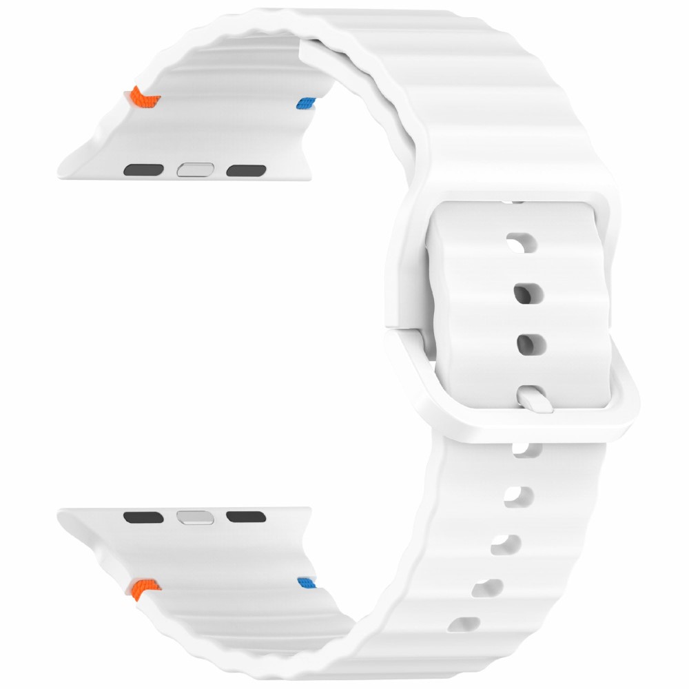  Apple Watch 42/44/45/46/49 mm Armband Silikon Wave Vit - Teknikhallen.se