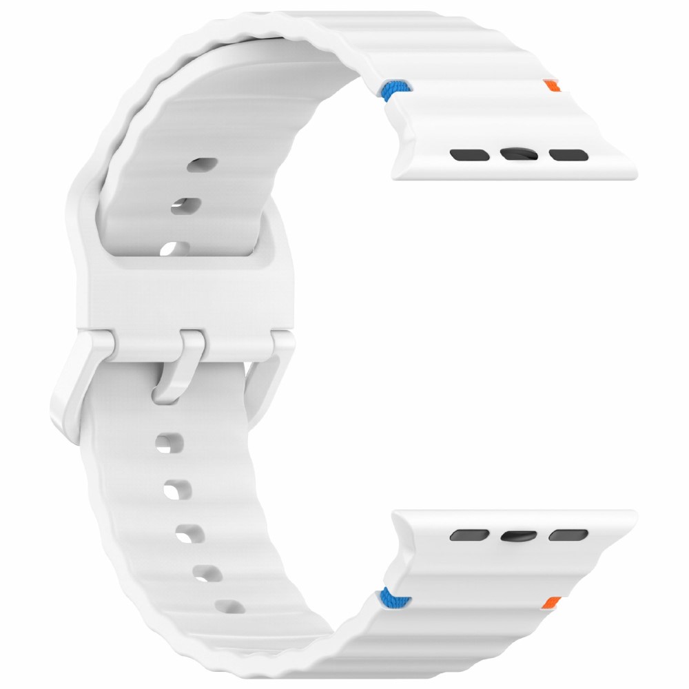  Apple Watch 42/44/45/46/49 mm Armband Silikon Wave Vit - Teknikhallen.se
