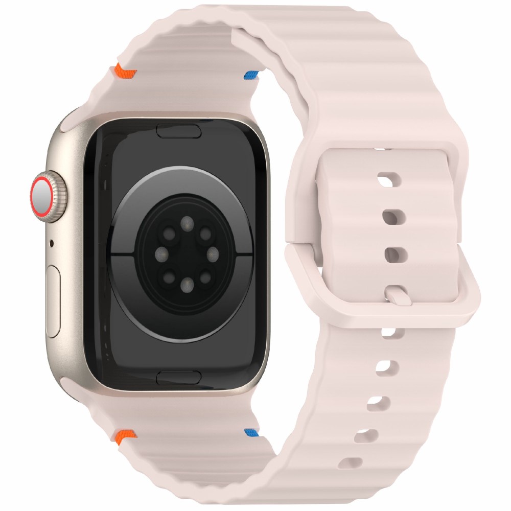  Apple Watch 42/44/45/46/49 mm Armband Silikon Wave Rosa - Teknikhallen.se