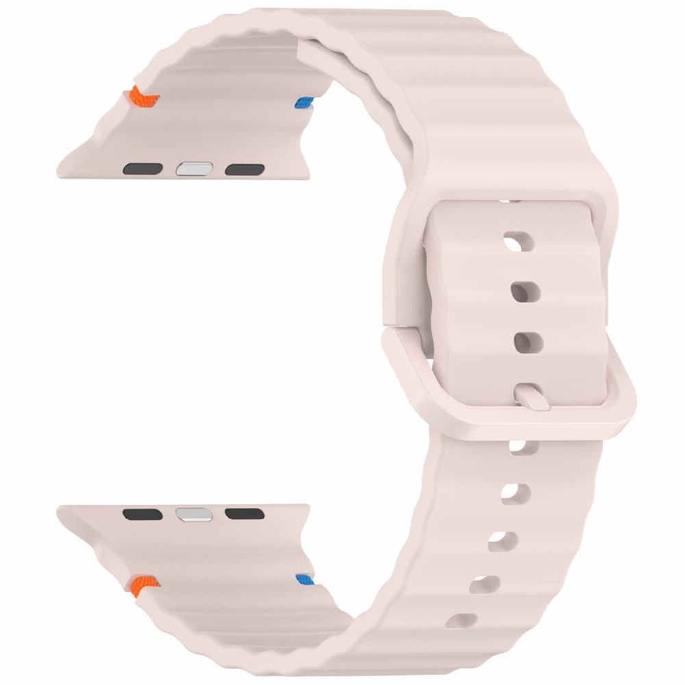  Apple Watch 42/44/45/46/49 mm Armband Silikon Wave Rosa - Teknikhallen.se