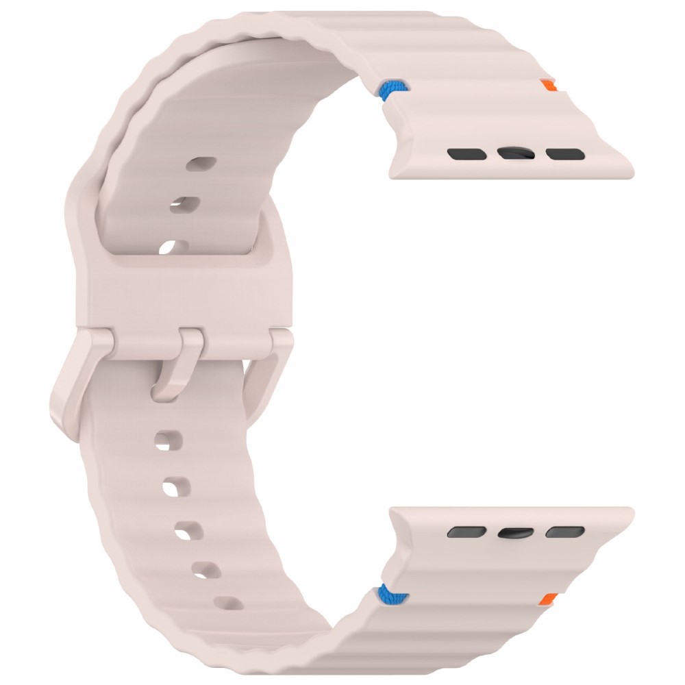  Apple Watch 42/44/45/46/49 mm Armband Silikon Wave Rosa - Teknikhallen.se