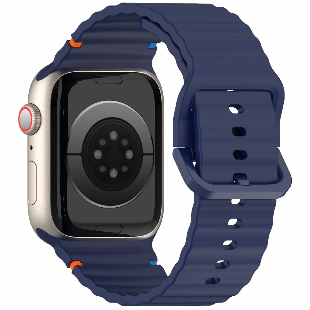  Apple Watch 42/44/45/46/49 mm Armband Silikon Wave Blå - Teknikhallen.se