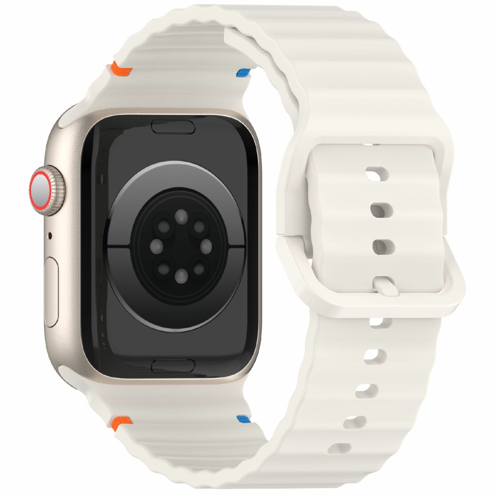  Apple Watch 42/44/45/46/49 mm Armband Silikon Wave Off White - Teknikhallen.se