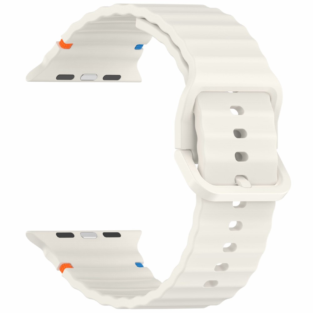  Apple Watch 42/44/45/46/49 mm Armband Silikon Wave Off White - Teknikhallen.se