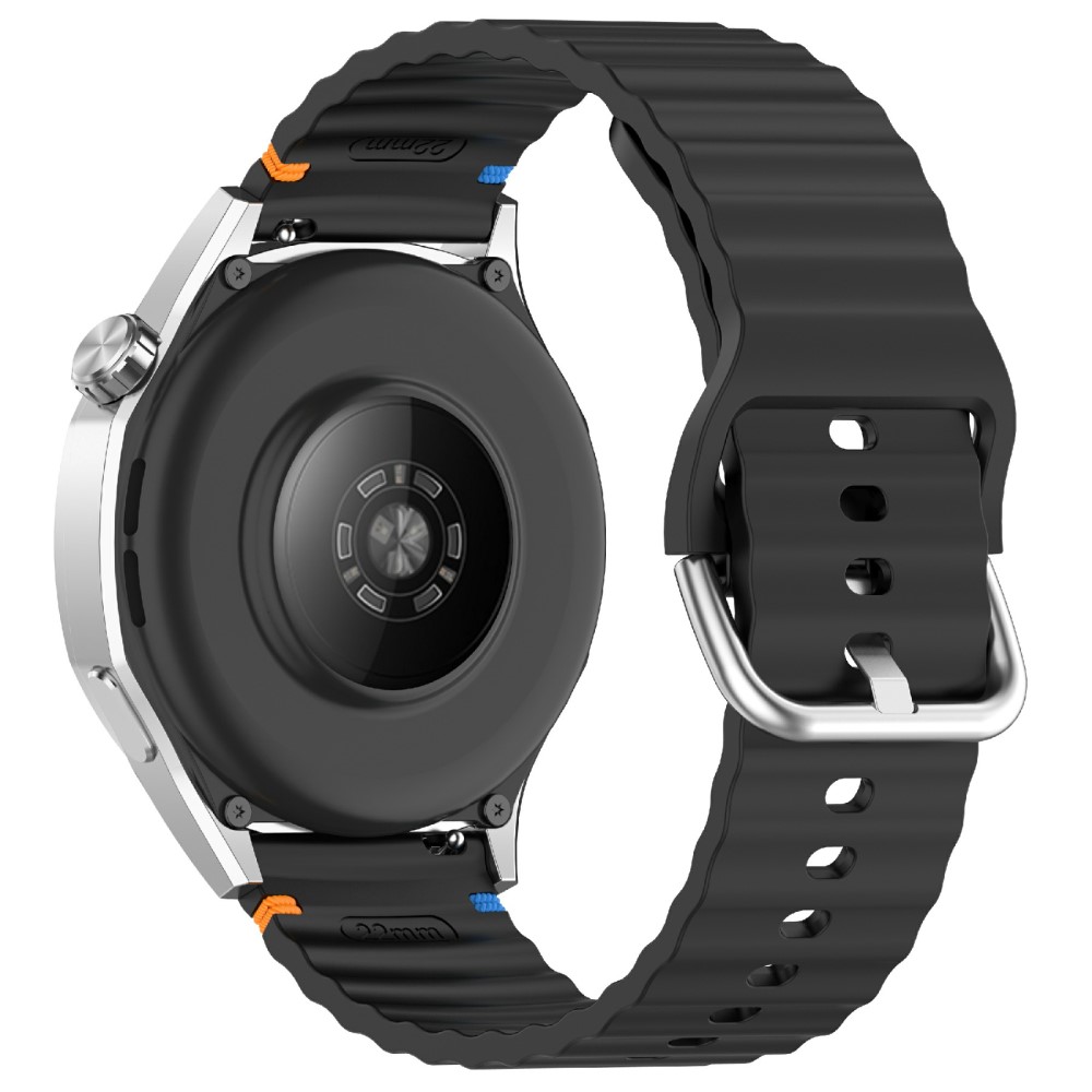  Klockarmband 22 mm Silikon Wave Design Svart - Teknikhallen.se