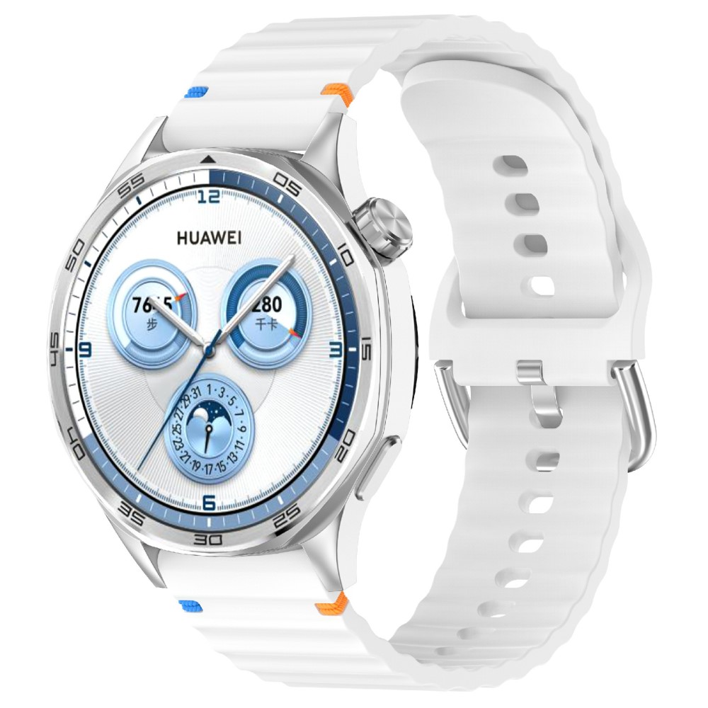  Klockarmband 22 mm Silikon Wave Design Vit - Teknikhallen.se
