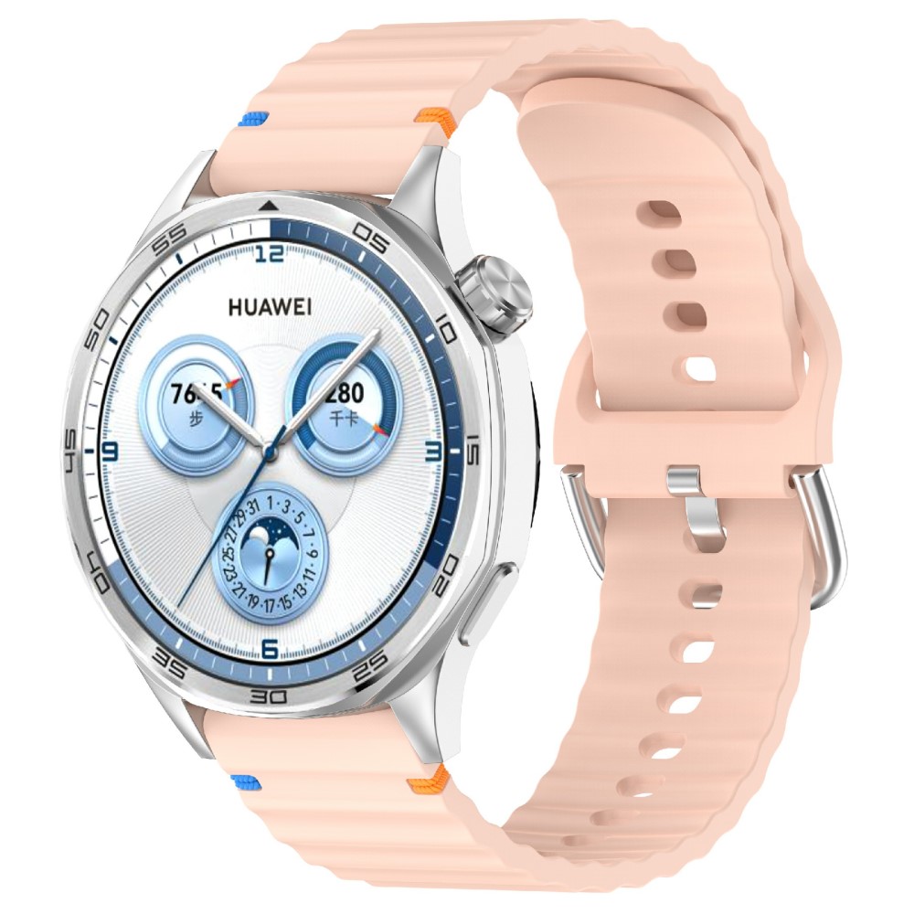  Klockarmband 22 mm Silikon Wave Design Rosa - Teknikhallen.se