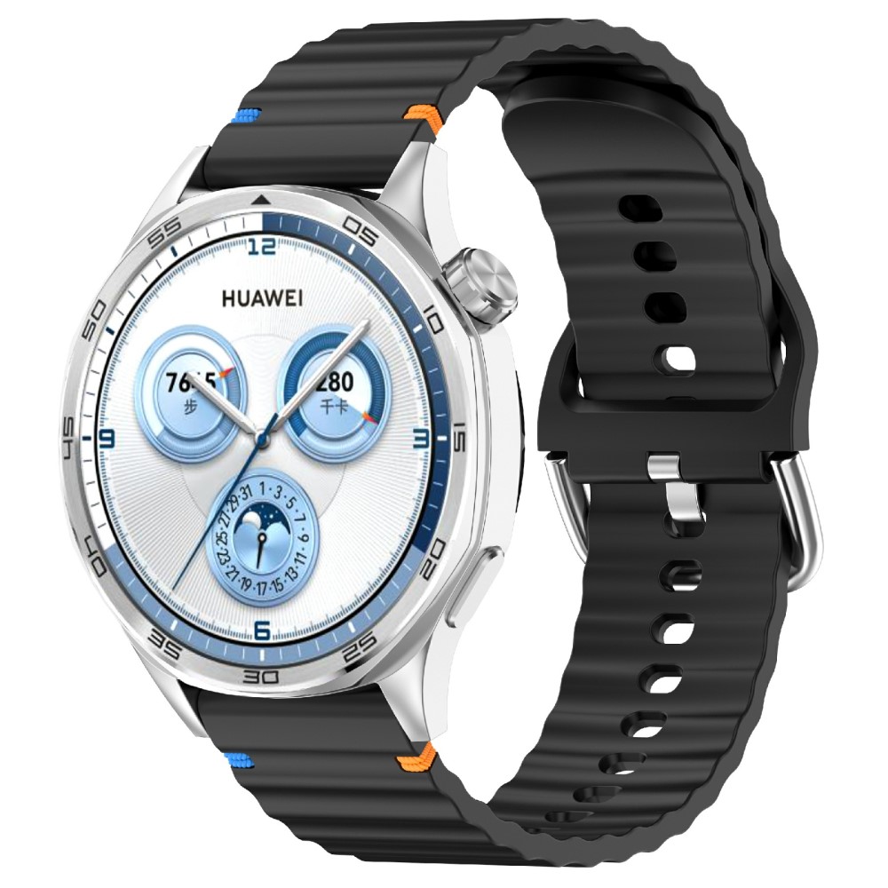  Klockarmband 20 mm Silikon Wave Design Svart - Teknikhallen.se