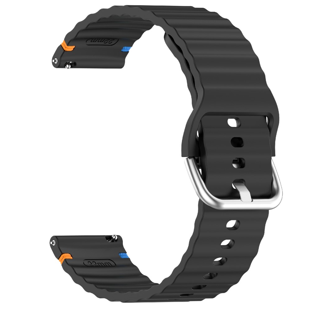  Klockarmband 20 mm Silikon Wave Design Svart - Teknikhallen.se