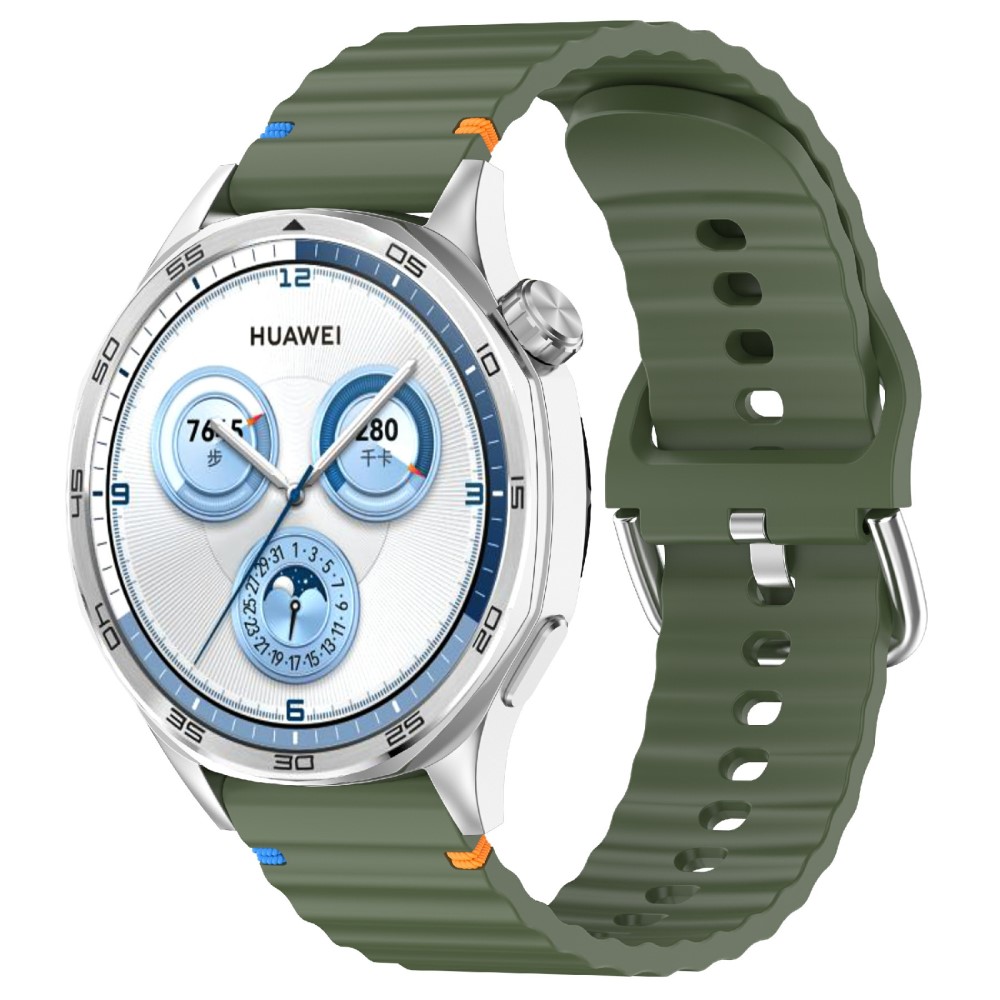  Klockarmband 20 mm Silikon Wave Design Militär Grön - Teknikhallen.se