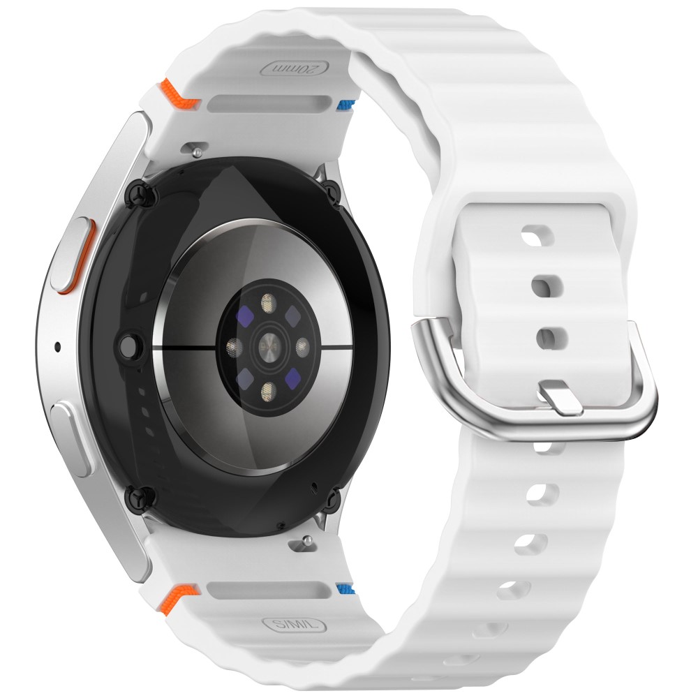  Galaxy Watch 5/5 Pro/6/7/FE Armband Silikon Wave Design Vit - Teknikhallen.se