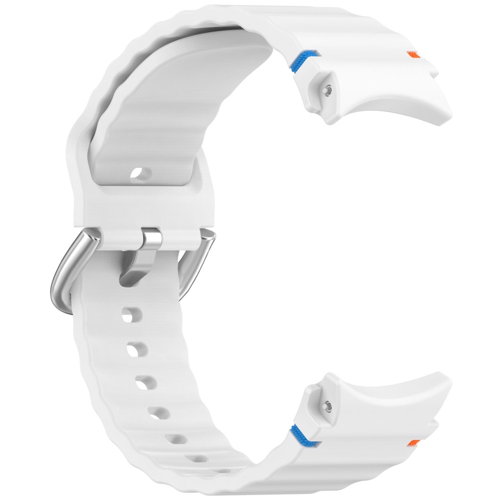 Galaxy Watch 5/5 Pro/6/7/FE Armband Silikon Wave Design Vit - Teknikhallen.se