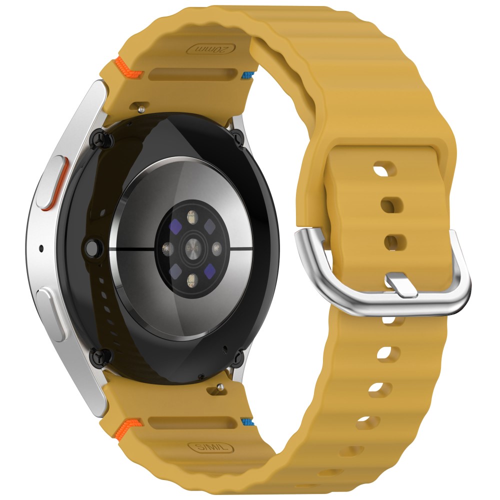  Galaxy Watch 5/5 Pro/6/7/FE Armband Silikon Wave Design Gul - Teknikhallen.se