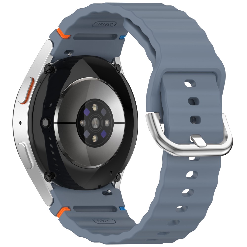  Galaxy Watch 5/5 Pro/6/7/FE Armband Silikon Wave Design Blå - Teknikhallen.se