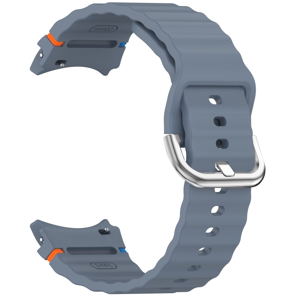  Galaxy Watch 5/5 Pro/6/7/FE Armband Silikon Wave Design Blå - Teknikhallen.se