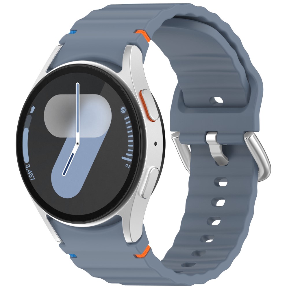  Galaxy Watch 5/5 Pro/6/7/FE Armband Silikon Wave Design Blå - Teknikhallen.se
