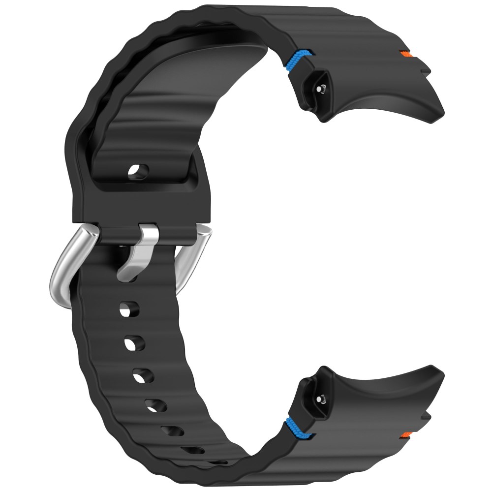  Galaxy Watch 5/5 Pro/6/7/FE Armband Silikon Wave Design Svart - Teknikhallen.se