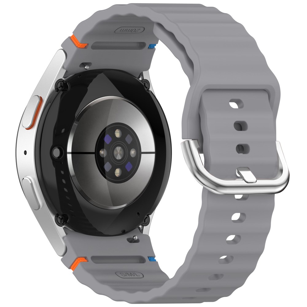  Galaxy Watch 5/5 Pro/6/7/FE Armband Silikon Wave Design Grå - Teknikhallen.se