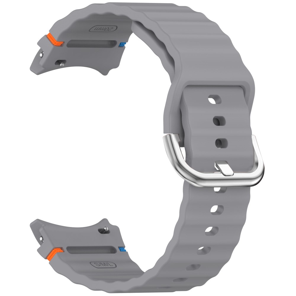  Galaxy Watch 5/5 Pro/6/7/FE Armband Silikon Wave Design Grå - Teknikhallen.se