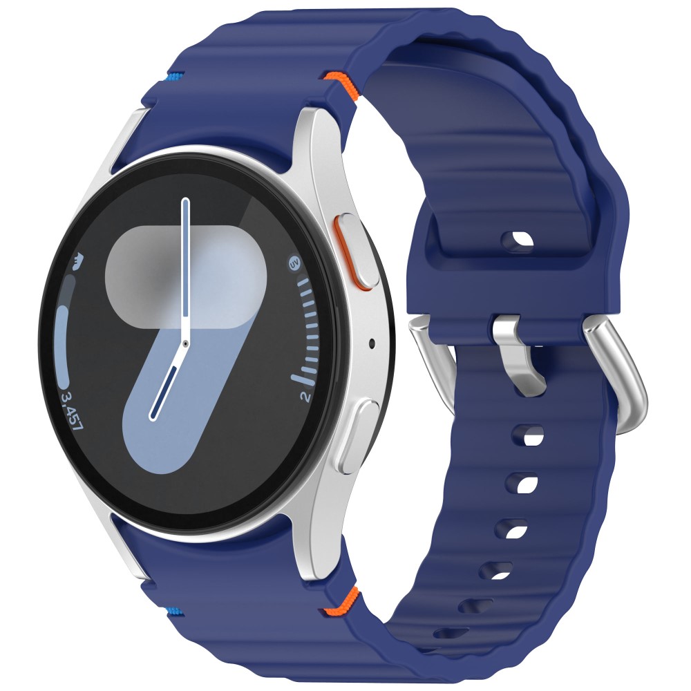  Galaxy Watch 5/5 Pro/6/7/FE Armband Silikon Wave Design Blå - Teknikhallen.se