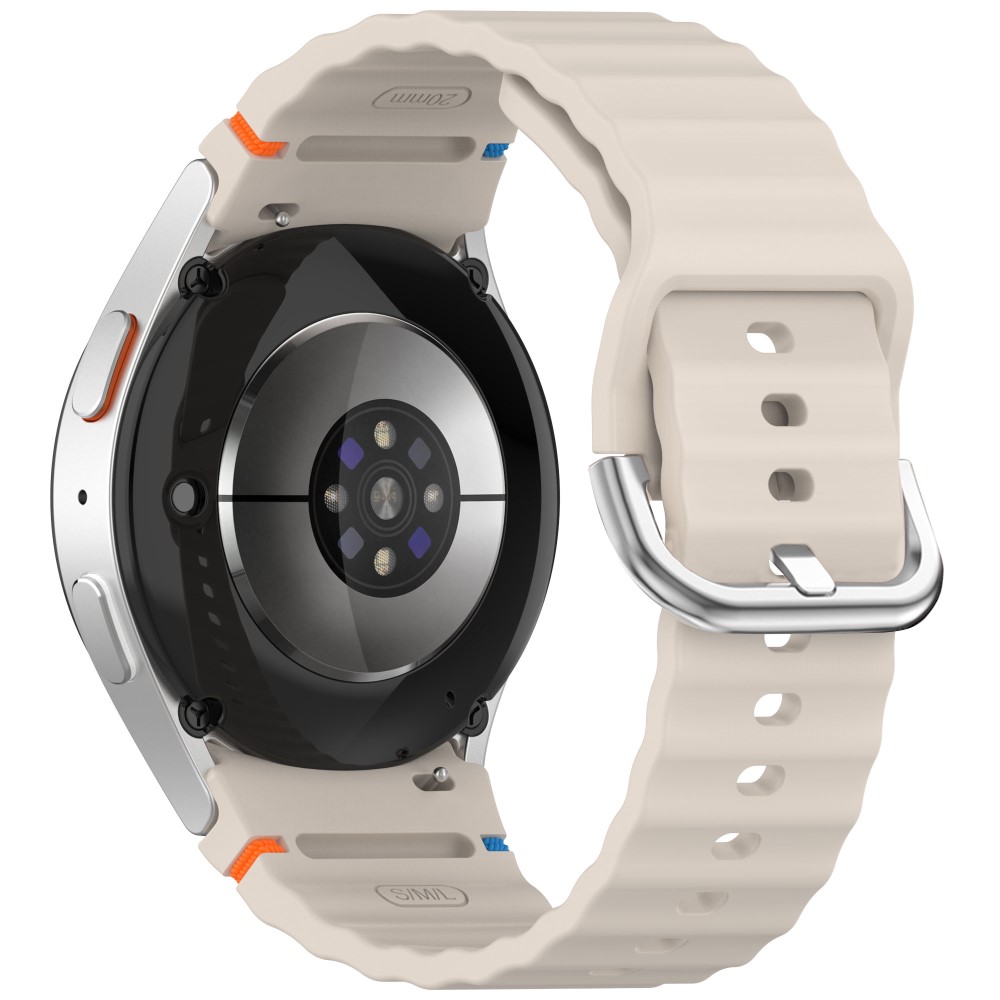  Galaxy Watch 5/5 Pro/6/7/FE Armband Silikon Wave Design Beige - Teknikhallen.se