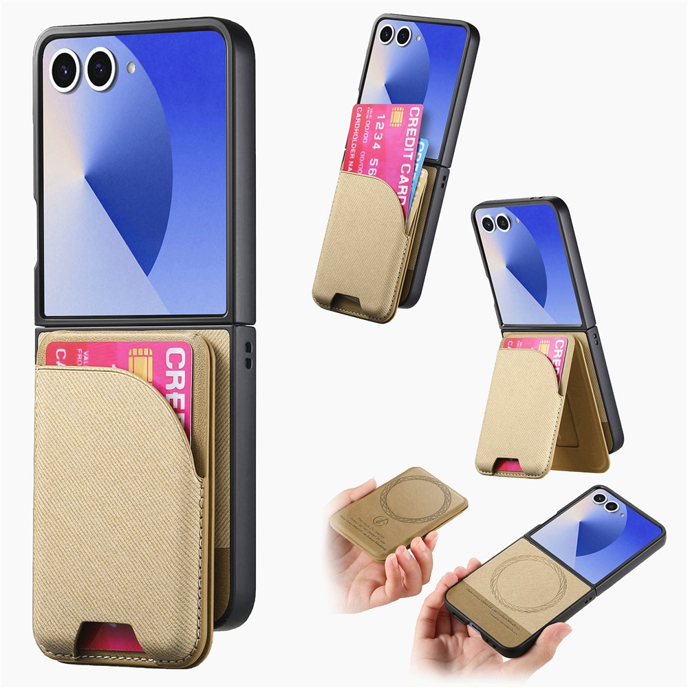  Galaxy Z Flip 7 Skal Inkl. Avtagbart Kortfack Läder Khaki - Teknikhallen.se