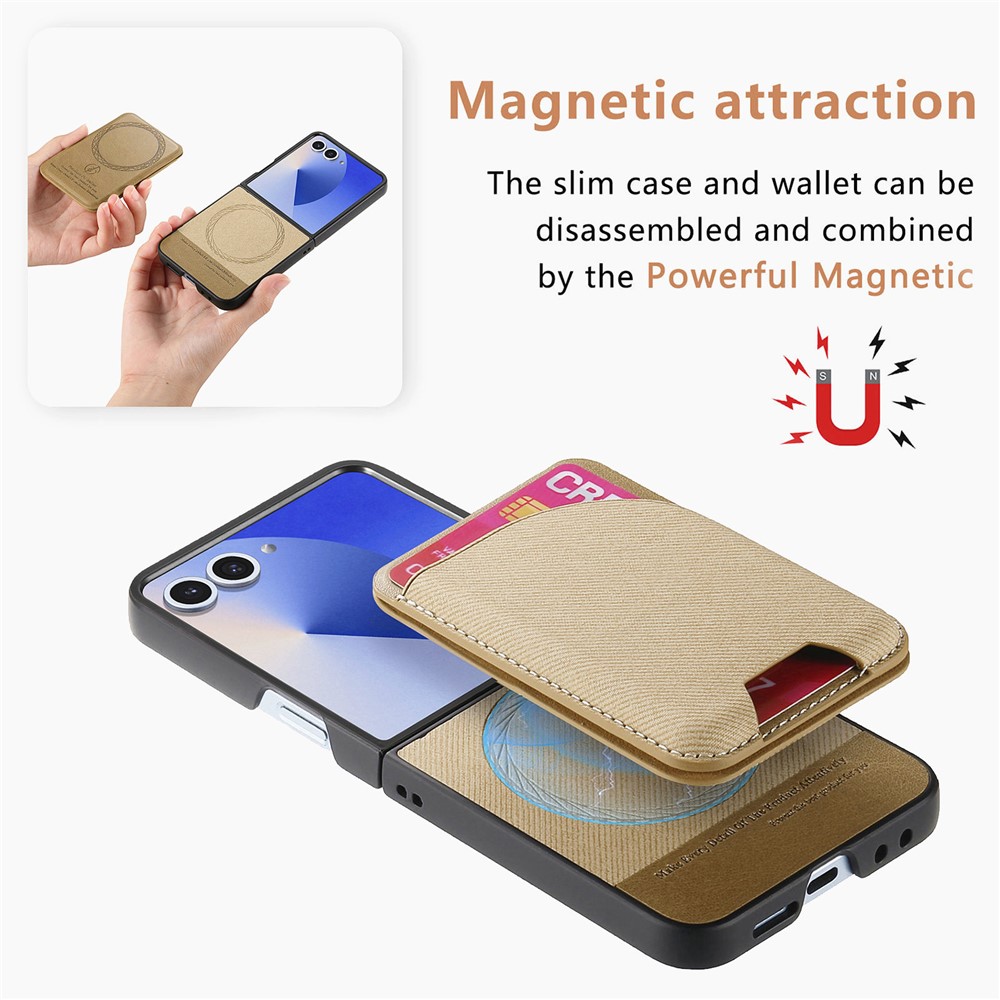  Galaxy Z Flip 7 Skal Inkl. Avtagbart Kortfack Läder Khaki - Teknikhallen.se