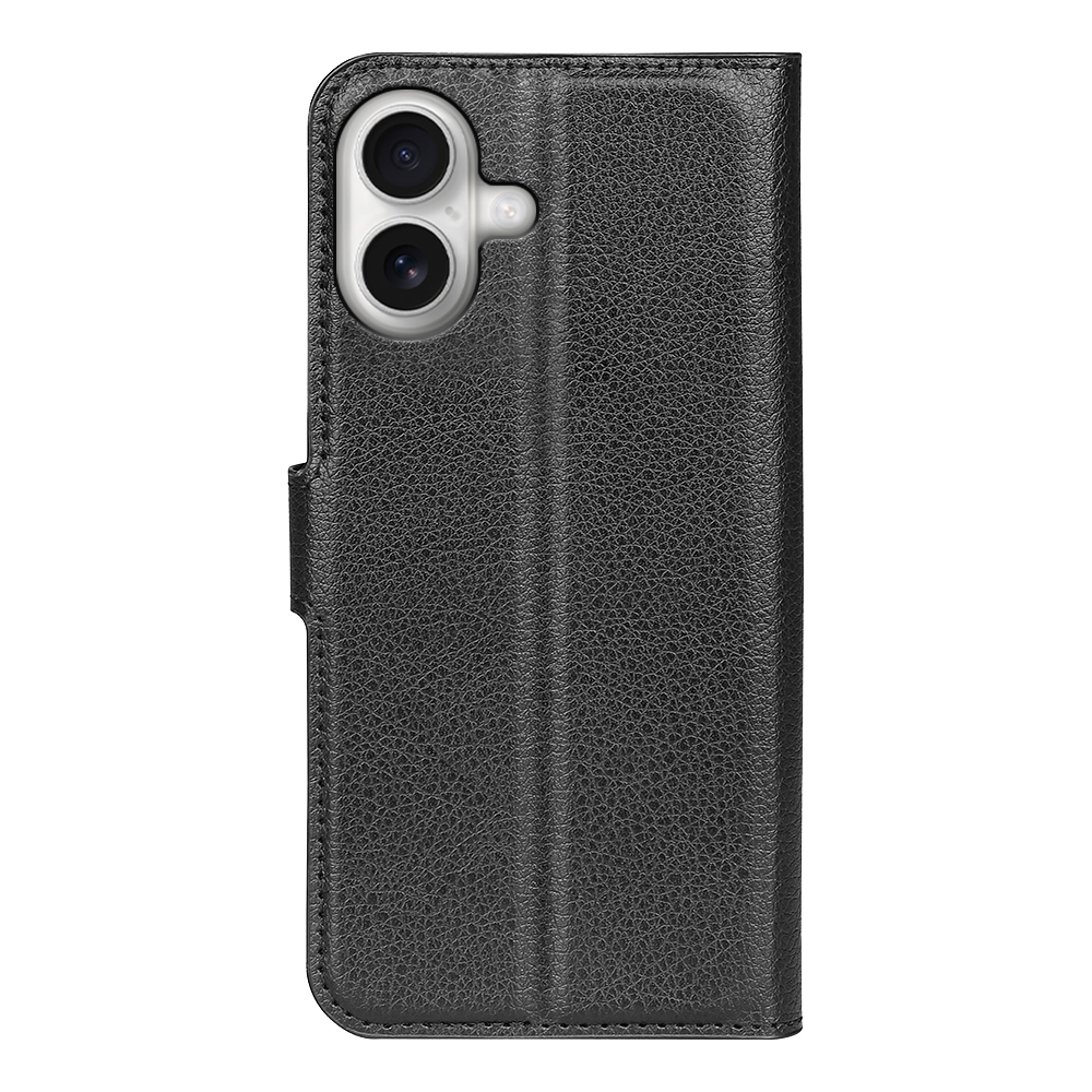  iPhone 17 Fodral Litchi Läder Svart - Teknikhallen.se