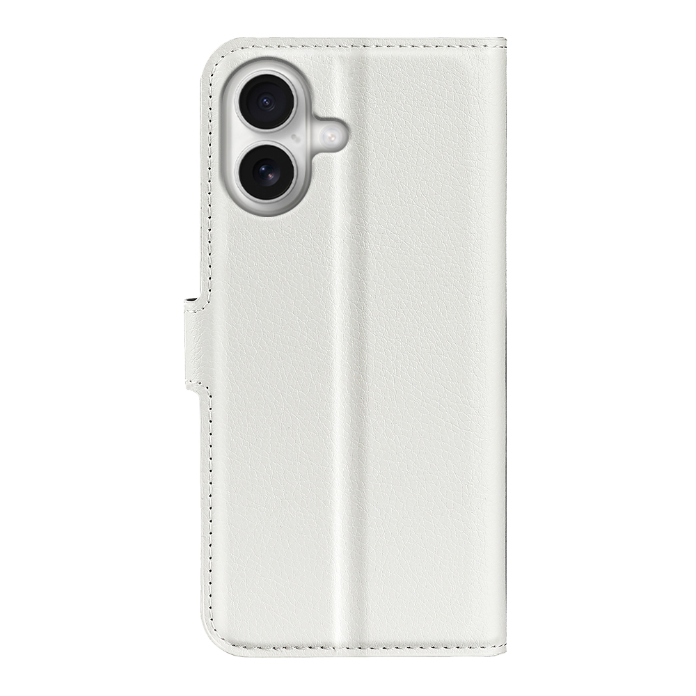  iPhone 17 Fodral Litchi Läder Vit - Teknikhallen.se
