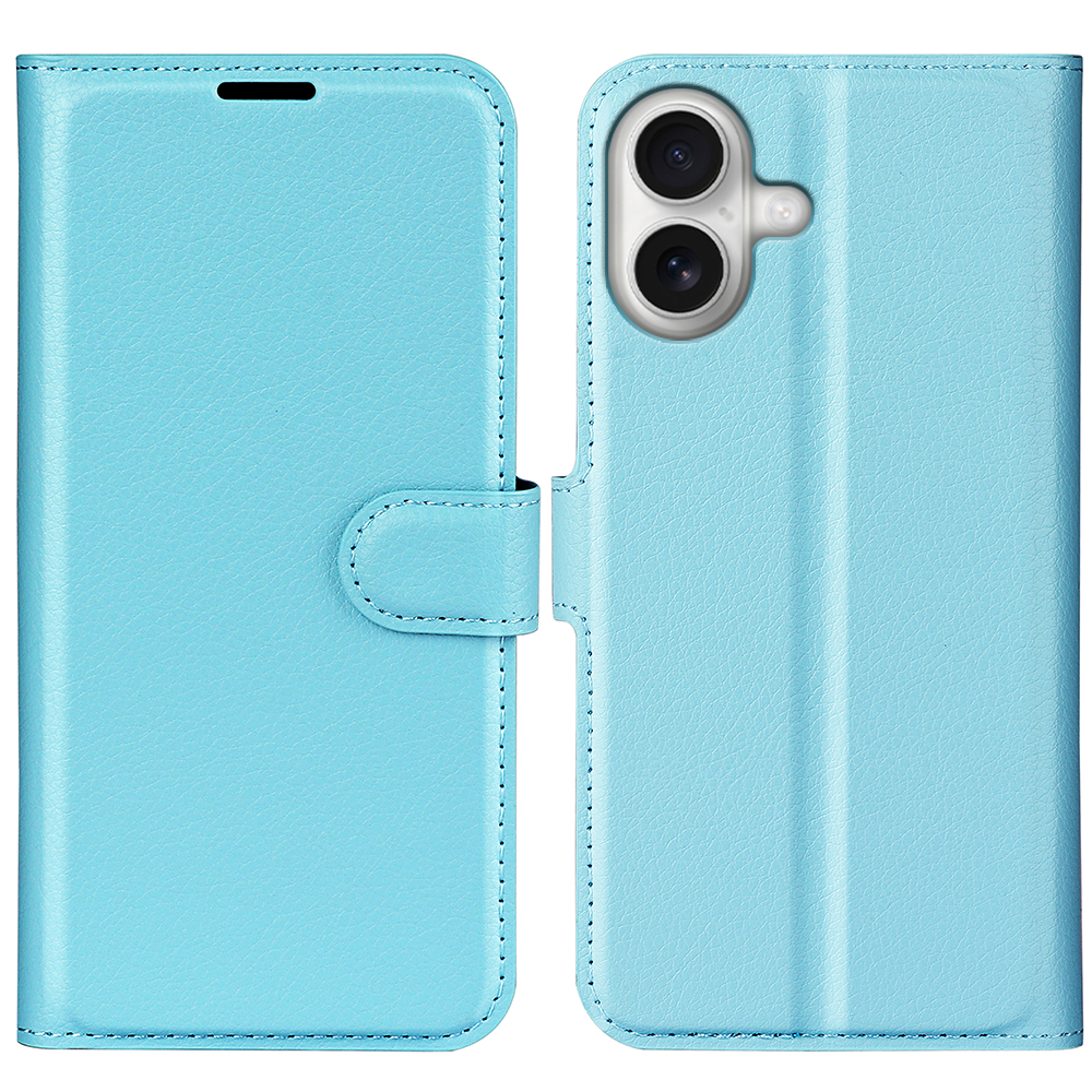  iPhone 17 Fodral Litchi Läder Blå - Teknikhallen.se