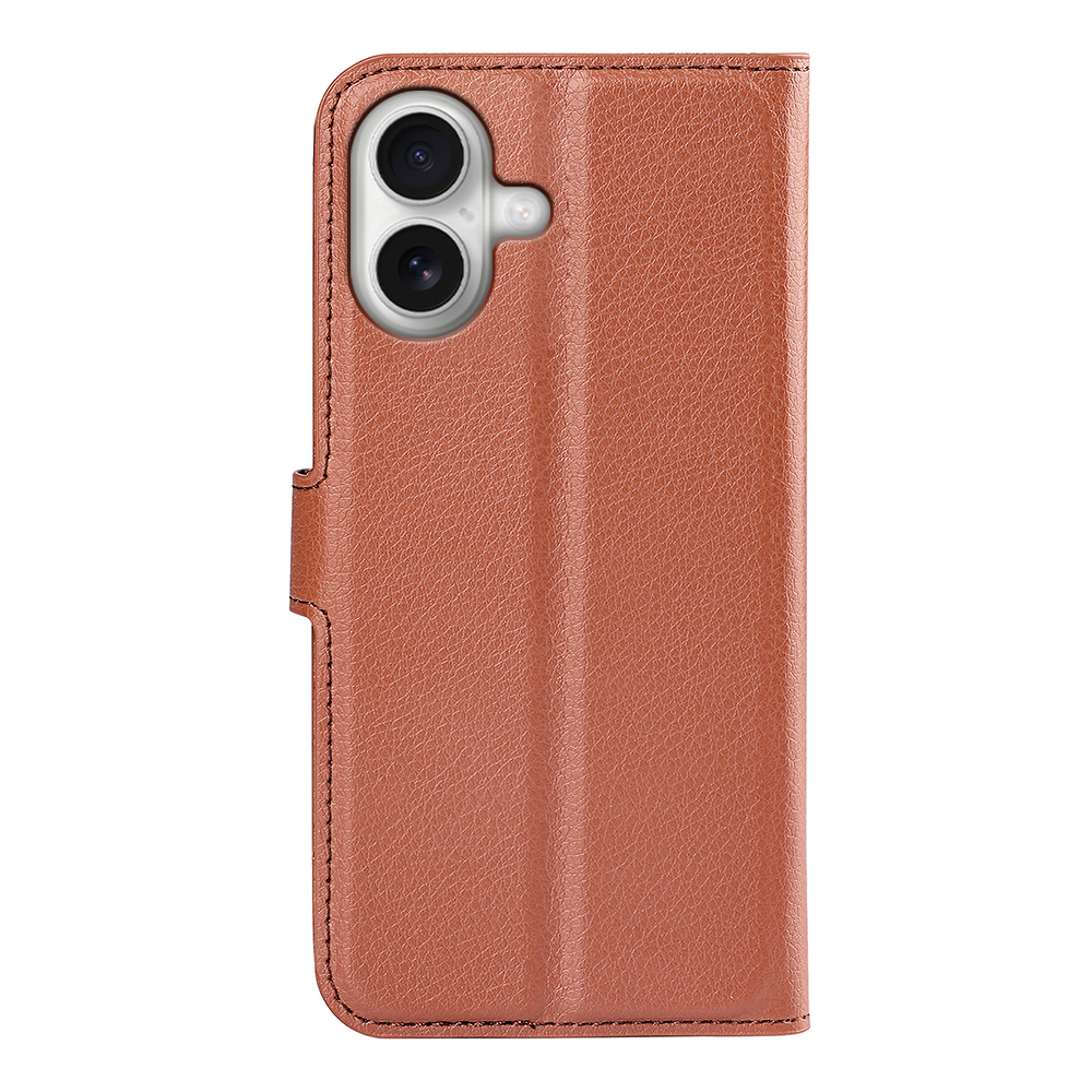  iPhone 17 Fodral Litchi Läder Brun - Teknikhallen.se