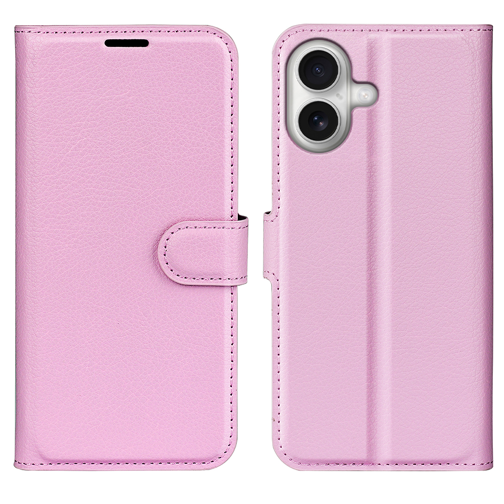  iPhone 17 Fodral Litchi Läder Ljus Rosa - Teknikhallen.se