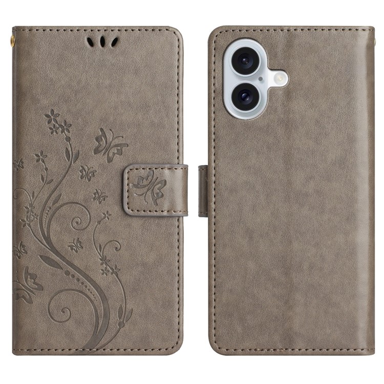  iPhone 17 Fodral Med Blommigt Tryck Grå - Teknikhallen.se