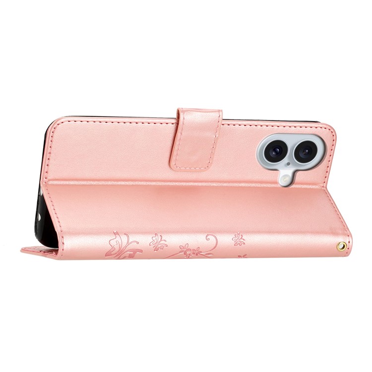  iPhone 17 Fodral Med Blommigt Tryck Roséguld - Teknikhallen.se