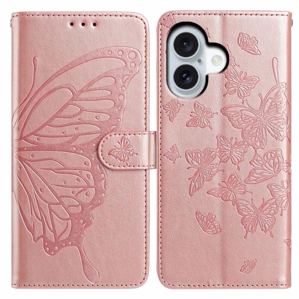  iPhone 17 Fodral Med Fjäril Tryck Roséguld - Teknikhallen.se