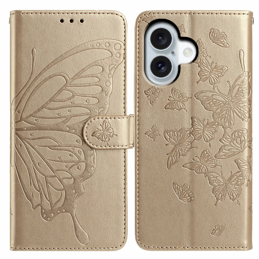  iPhone 17 Fodral Med Fjäril Tryck Guld - Teknikhallen.se