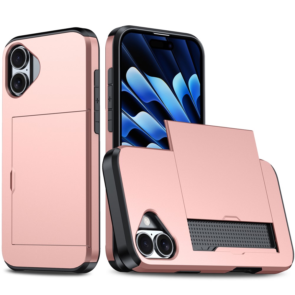  iPhone 17 Skal Hybrid Med Kortfack Roséguld - Teknikhallen.se