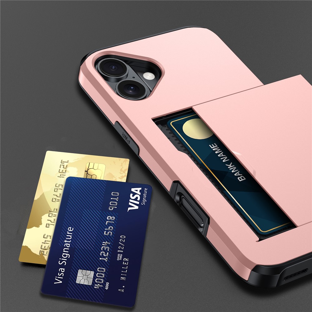  iPhone 17 Skal Hybrid Med Kortfack Röd - Teknikhallen.se