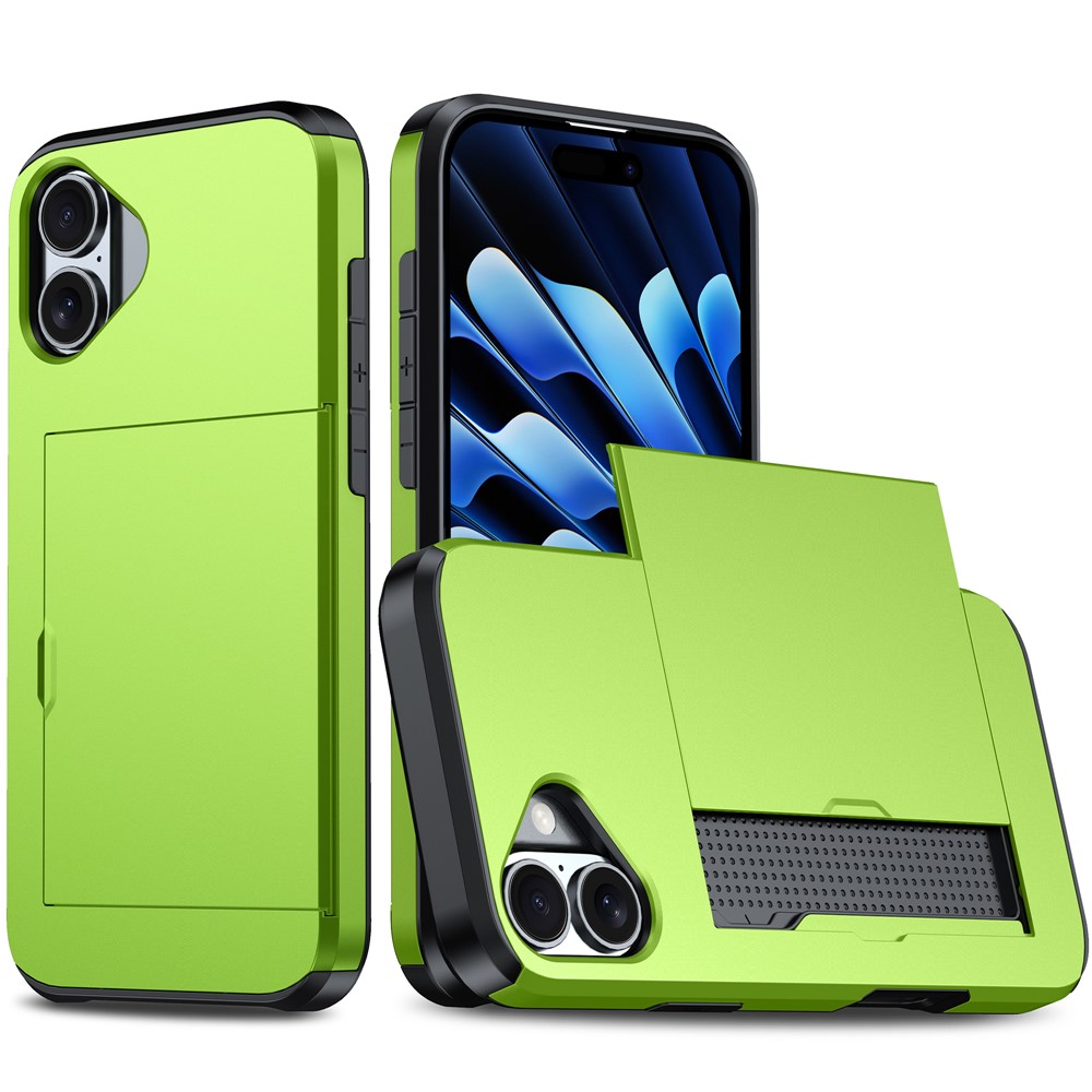  iPhone 17 Skal Hybrid Med Kortfack Grön - Teknikhallen.se