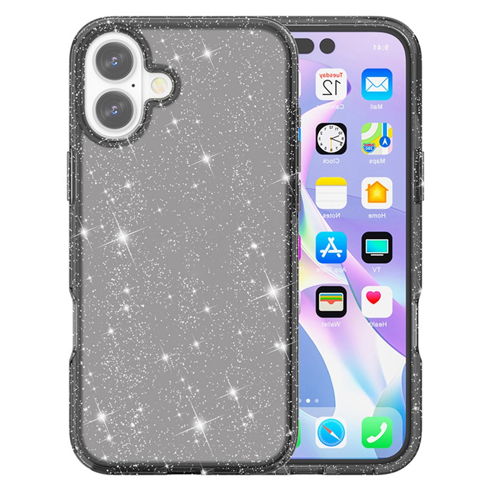  iPhone 17 Skal Hybrid Glitter Svart - Teknikhallen.se