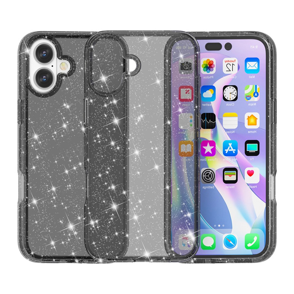  iPhone 17 Skal Hybrid Glitter Svart - Teknikhallen.se