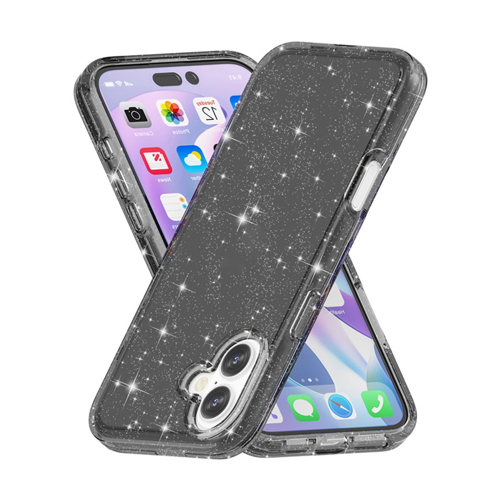  iPhone 17 Skal Hybrid Glitter Svart - Teknikhallen.se