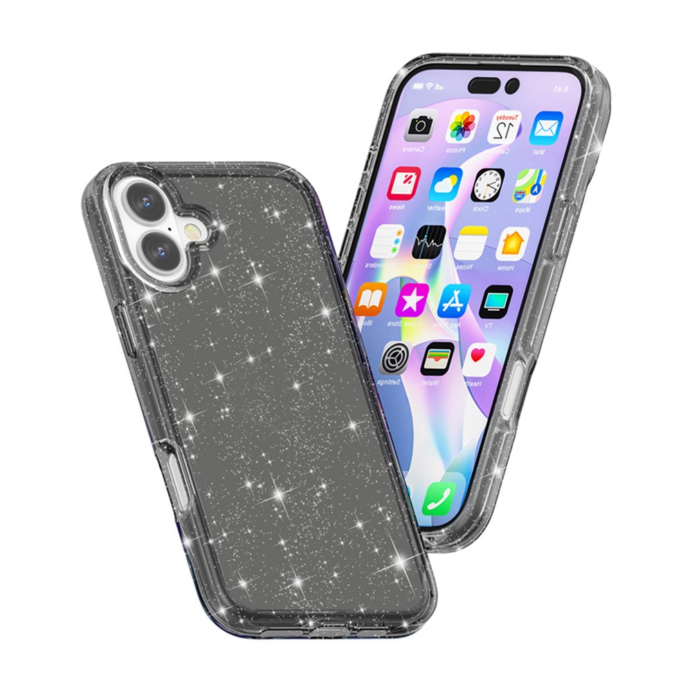  iPhone 17 Skal Hybrid Glitter Svart - Teknikhallen.se