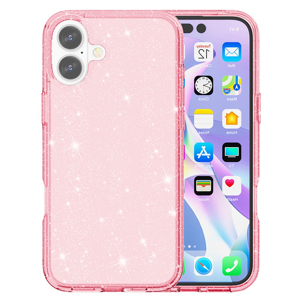  iPhone 17 Skal Hybrid Glitter Rosa - Teknikhallen.se