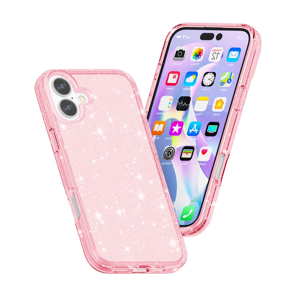  iPhone 17 Skal Hybrid Glitter Rosa - Teknikhallen.se