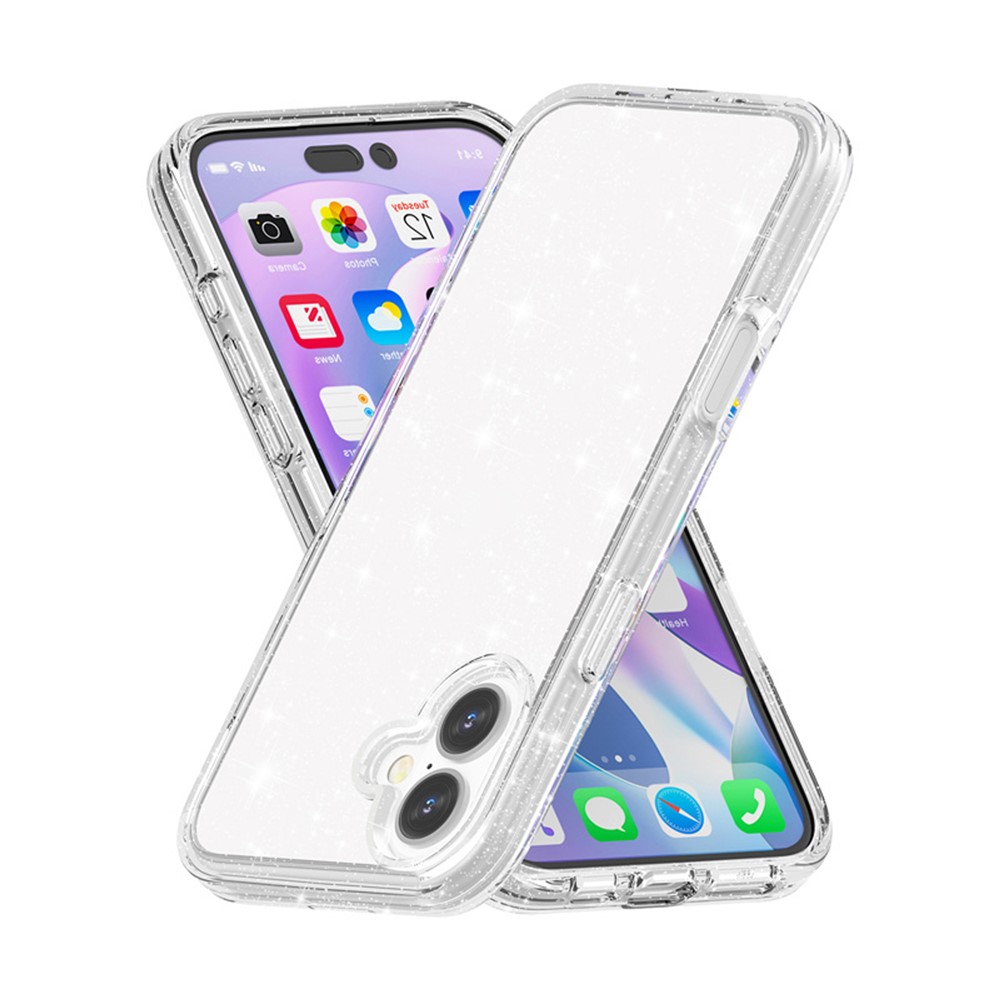  iPhone 17 Skal Hybrid Glitter Vit - Teknikhallen.se